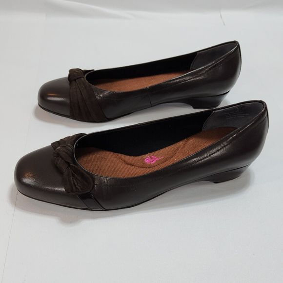 Ros Hommerson Tao Shoe Brown Leather Suede Bow Women's 8M Low 1.5" Heel Wedge - Picture 3 of 16